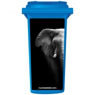 Elephant On Black Background Wheelie Bin Sticker Panel